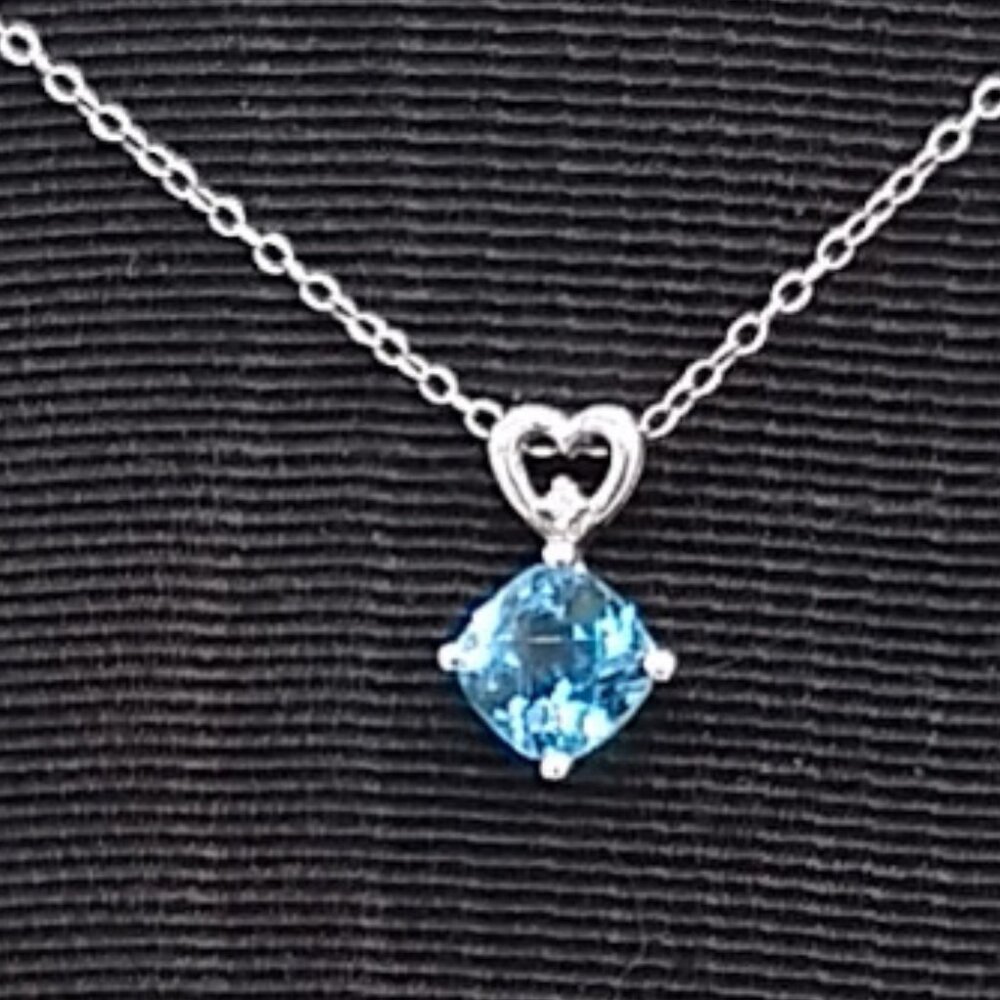 Blue Topaz and Diamond Necklace